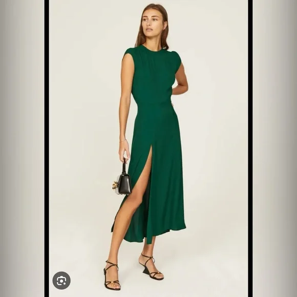 NWT Reformation Gavin Dress in Emerald - Picture 1 of 13